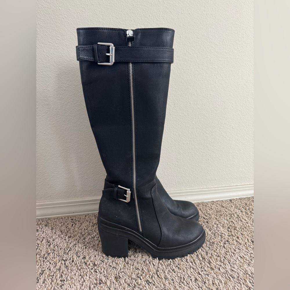 Knee high zip up boots